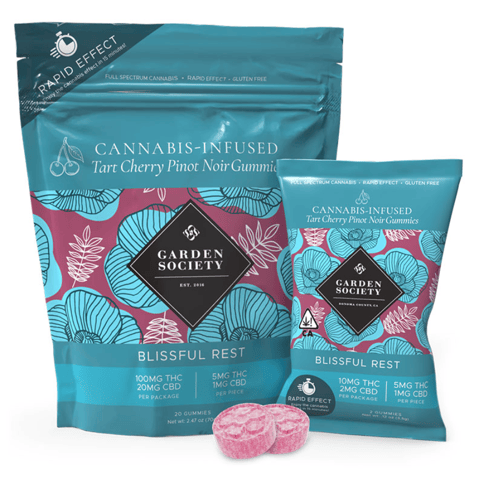 Garden Society Blissful Rest | Tart Cherry Pinot Noir (I) 5:1 | 5mg THC / 1mg CBD x 20 Gummies