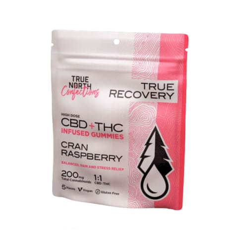 (MED) True North 1:1 Gummies - Cran Raspberry 5x20 1:1 THC/CBD