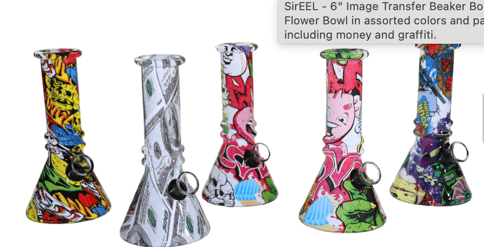 6" Image Transfer Glass Beaker Bong