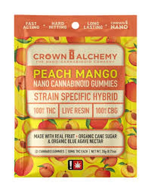 Peach Mango 1:1 THC/CBG 2pc 100mg Live Resin Gummy Crown B Alchemy