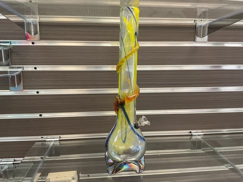 Yellow Blue Swirl Bong