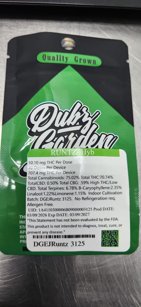 Dubz Garden - 1g Disposable - RUNTZ - Hybrid