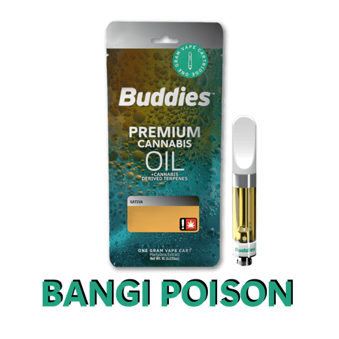 PREMIUM CANNABIS OIL + TERPENES CARTRIDGE | BANGI POISON | SATIVA | 1 GRAM | 510 THREAD