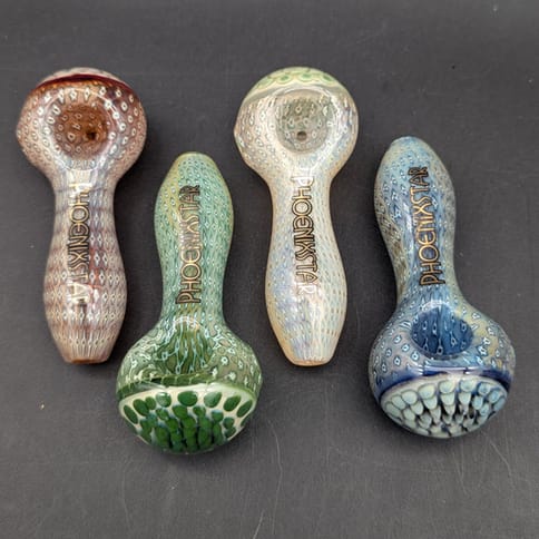 Phoenix Bubble Matrix Hand pipe W/ Polka Dot Cap
