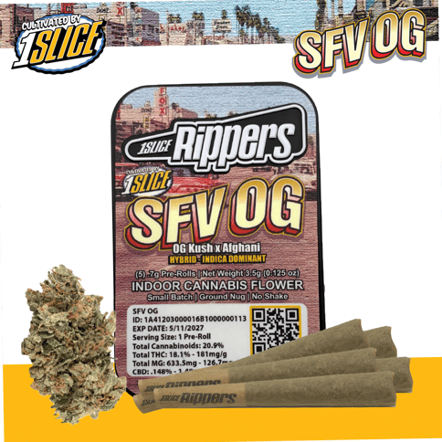1Slice - SFV OG - Indica Rippers Pre-Roll 5pk - 3.5g