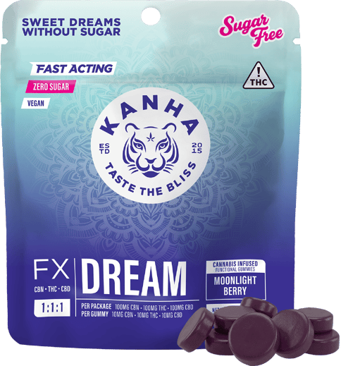 Kanha | 1:1:1 Dream Moonlight Berry | Sugar Free | Gummies | 100mg