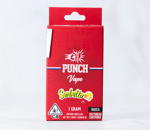 Punch - 510 Distillate Cart - Sorbetto (1g) (Indica) - Punch - 510 Distillate Cart - Sorbetto (1g) (Indica).