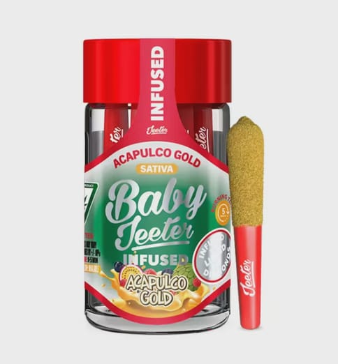 (REC) Baby Jeeter - Rosin Enhanced Diamond Infused 0.5g x 5 Pre-Roll Pack - Acapulco Gold