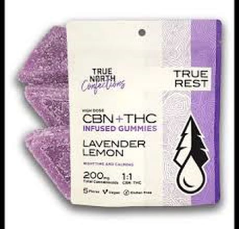 (MED) True North 1:1 Gummies - Lavender Lemon 5x20 1:1 THC/CBN