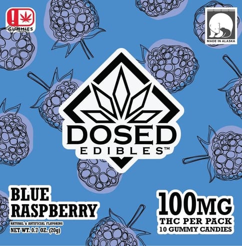 Blue Raspberry (100mg) Dosed Gummies 10pk by Dosed Edibles