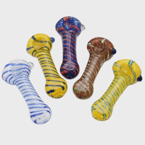 3" Frit Spiral Glass Hand Pipe