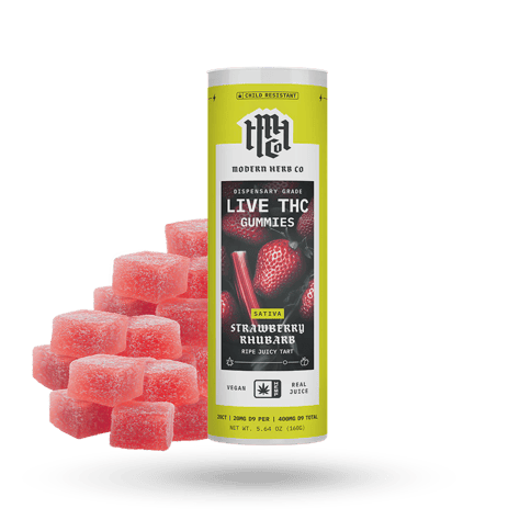 Live D9 THC Gummies | Strawberry Rhubarb (Sativa) - 5 count