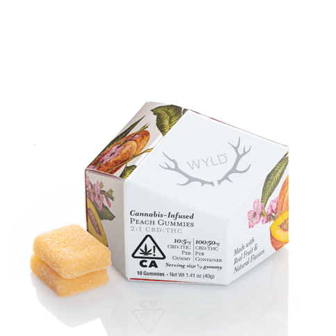 WYLD | Peach (H) 2:1 | 10mg CBD / 5mg THC x 10 Gummies