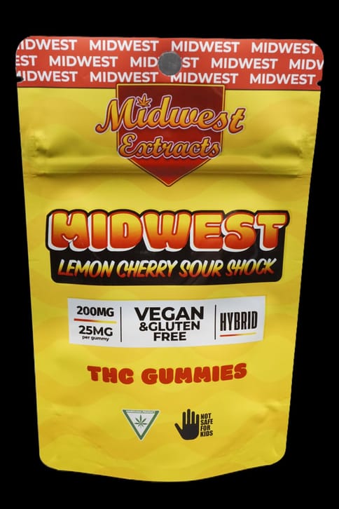 Midwest Extracts Lemon Cherry Sour Shock 200mg Gummy 8pk EXP:03/28/27