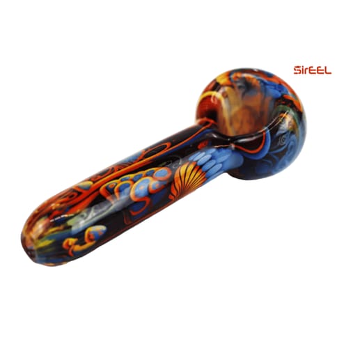 SirEEL 4" Artistic 420 Image Transfer Glass Spoon Smolder Shroom Edition