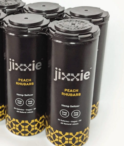Jixxie - Peach Rhubarb THC:CBG Hemp Seltzer - 12oz - Peach - 2mg - 4 Pack