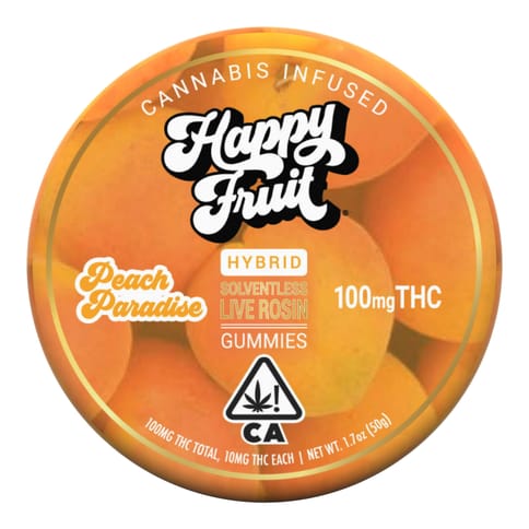 Happy Fruit - Peach Paradise Live Rosin - 100mg Gummies
