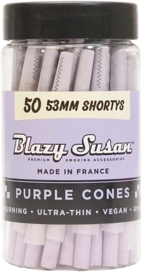 Purple Pre Rolled Cones Jar 53mm Shorties 50ct