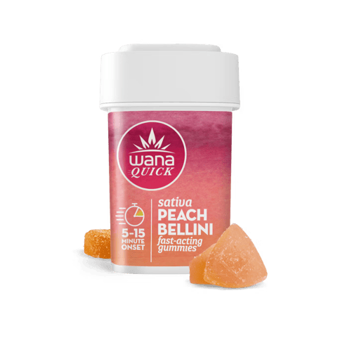 Wana|Quick Peach Bellini|Gummies|Sativa|100mg