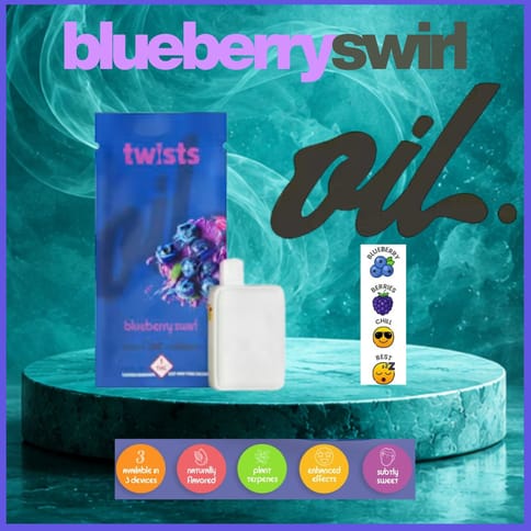 Blueberry Swirl 2g Distillate Twist All-in-One Vape by Oil by Craft | Golden Rookie
