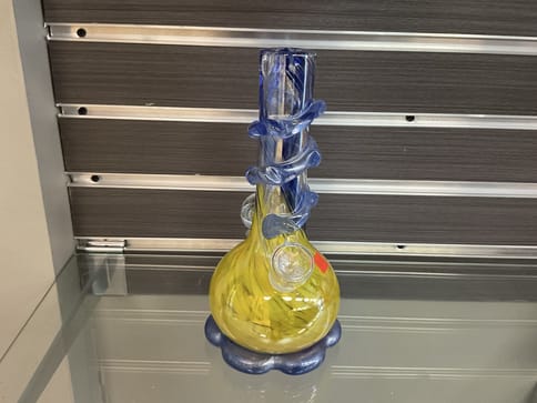Yellow & Blue Frog Bulb Bong