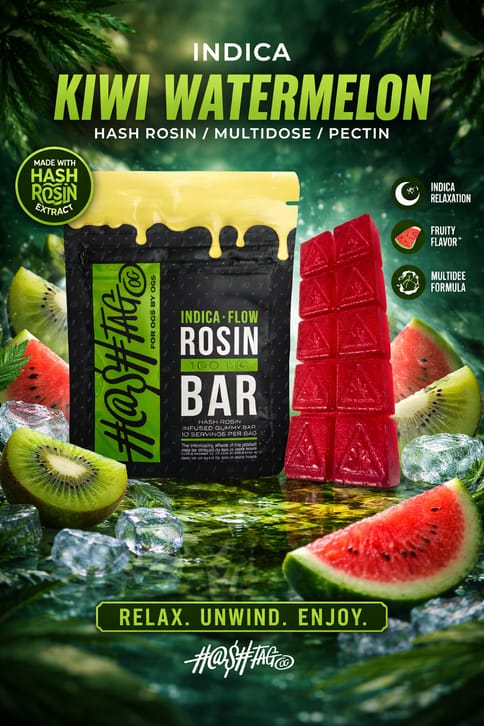 Kiwi Watermelon Hash Rosin Gummy Bar (100/10pk)
