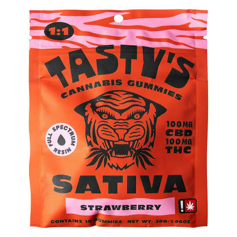 Strawberry 1:1 THC:CBD Gummy 100mg (Tasty's)