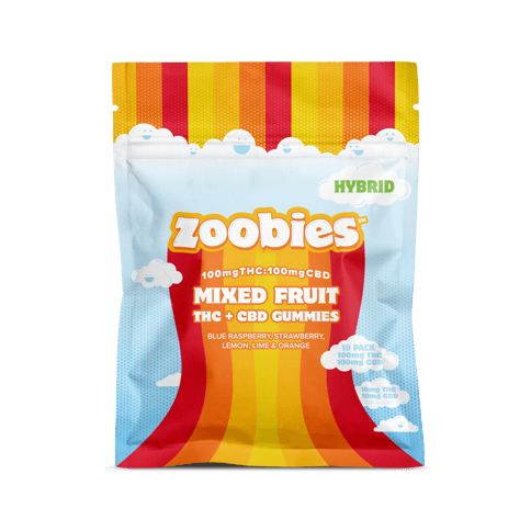 Mixed Fruit 1:1 THC:CBD Hybrid Gummies (10pk/100mg)