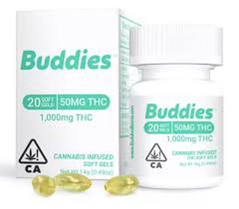 Buddies | THC Softgel Capsules | 1000mg | 50mg 20pk
