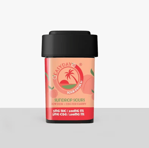 Easyday | Peach Sour Sundrops | FAST-ACTING Edible | 1:1 THC/CBG 5mg (20-Pack)