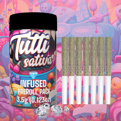 Tutti 3.5g Diamond Infused 7PK Preroll (7x0.5g)- Sativa- Apple Diesel, Biscotti Brands LLC