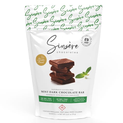 Sinsere Belgian Dark Chocolate Bar Mint 100mg