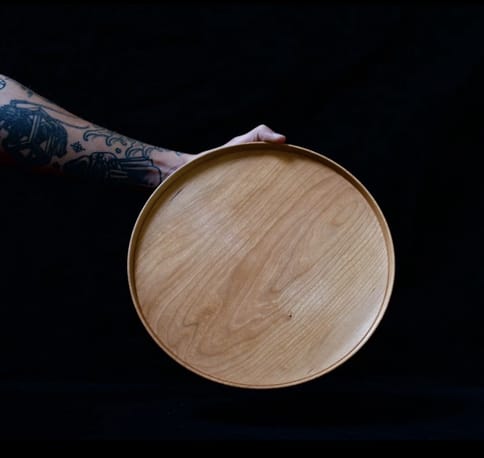 Handcrafted Cherry Wood Rolling Tray by Andrew J Studios