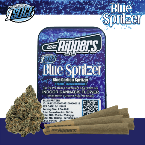 1Slice - Blue Spritzer - Sativa Rippers Pre-roll 5pk - 3.5g