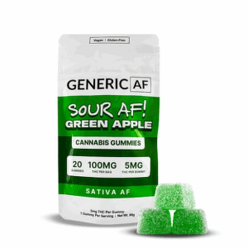 Generic AF - Sour AF! Green Apple | 100mg 20Pk Gummies