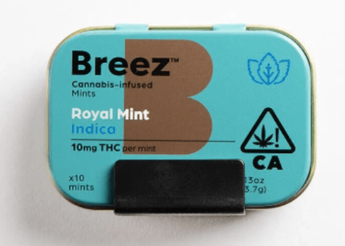 BREEZ MINTS Royal Mint Tin (Indica, 100 MG THC)
